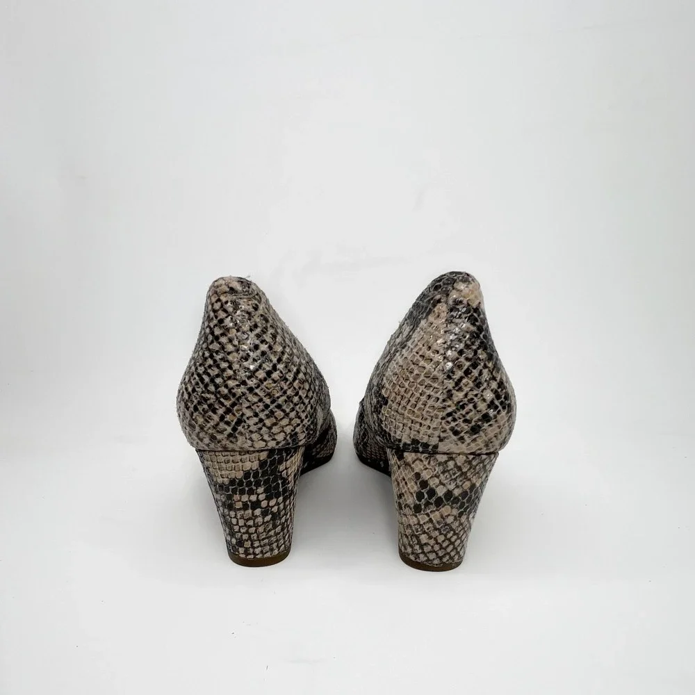 VIONIC Antonia Snake Print Leather Wedge Pump 10